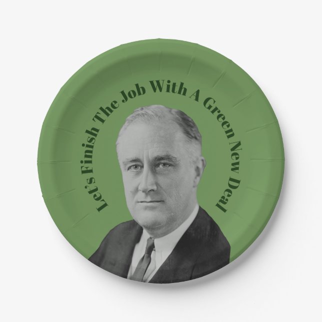 Finish The Job Green New Deal Paper Plate (Front)