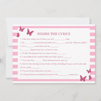 Finish The Lyrics Bridal Shower Game