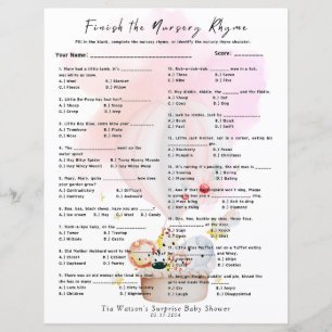 Finish the Nursery Rhyme Game Pink Baby Animals