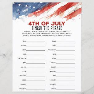 Finish the Phrase 4th of July Party Game