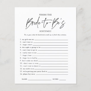 Finish The Sentence Bridal Shower Game