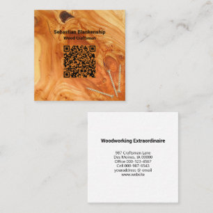 Finished Wood Knot Woodworking Craftsman Square Business Card