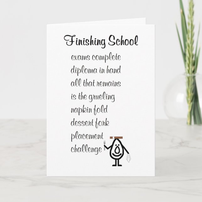 Finishing School, High School Grad Congrats Card (Front)