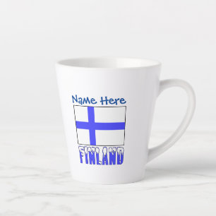 Finland and Finnish Flag Blue Personalisation  Latte Mug