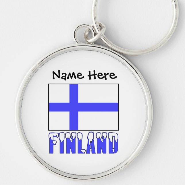Finland and Finnish Flag Personalized  Key Ring (Front)