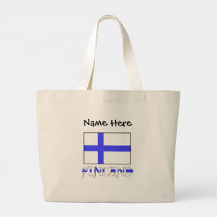 Finland and Finnish Flag Personalized Large Tote Bag