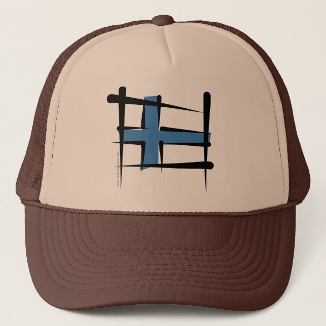 Finland Brush Flag Trucker Hat (Front)