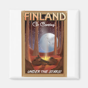 Finland camping under the stars poster magnet