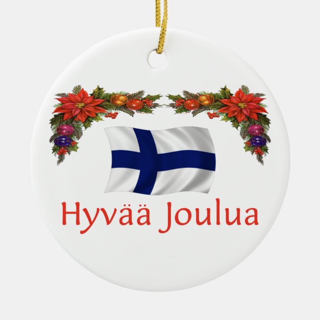 Finland Christmas Ceramic Tree Decoration (Front)