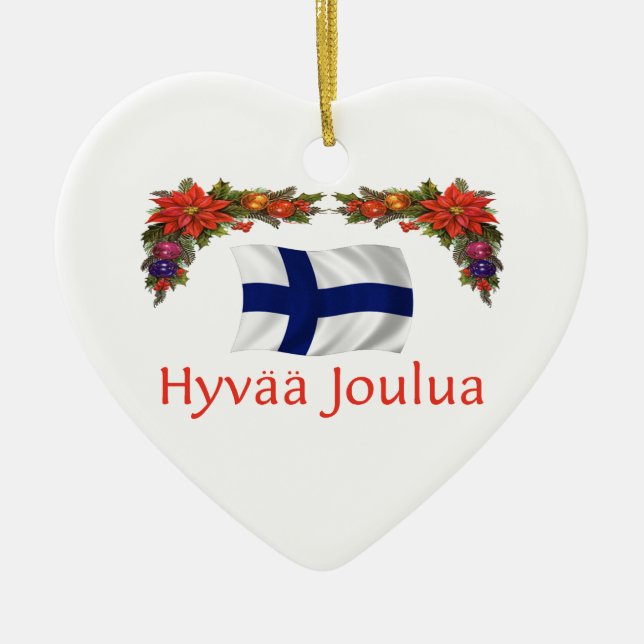 Finland Christmas Ceramic Tree Decoration (Front)