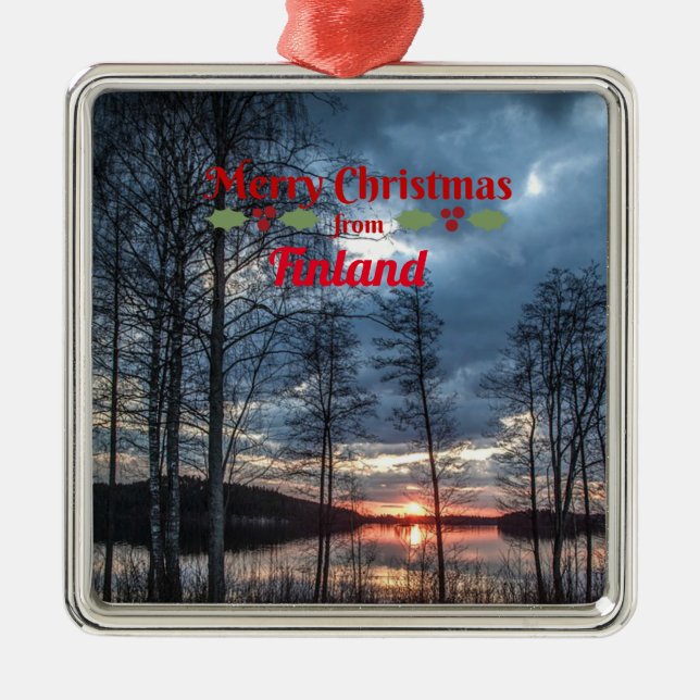 Finland Christmas Greetings Metal Tree Decoration (Front)