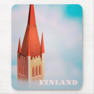 Finland church travel poster mouse mat