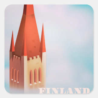 Finland church travel poster square sticker