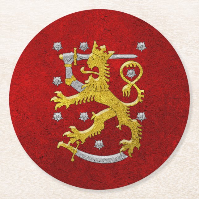 Finland Coat of Arms Round Paper Coaster (Front)