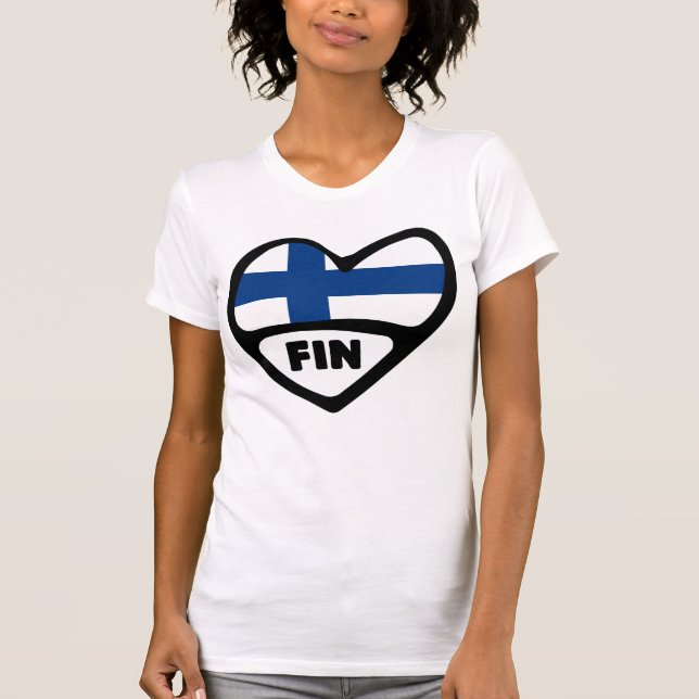 Finland Country Code Flag Heart, FIN T-Shirt (Front)