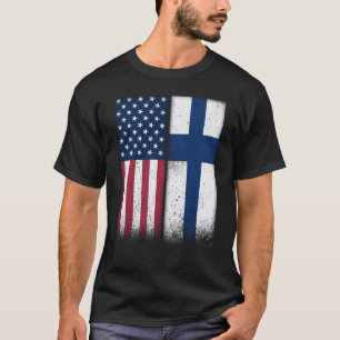 Finland Finnish American Flags Proud USA Finland T-Shirt