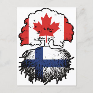 Finland Finnish Canadian Canada Tree Roots Flag Postcard