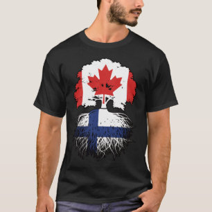 Finland Finnish Canadian Canada Tree Roots Flag T-Shirt