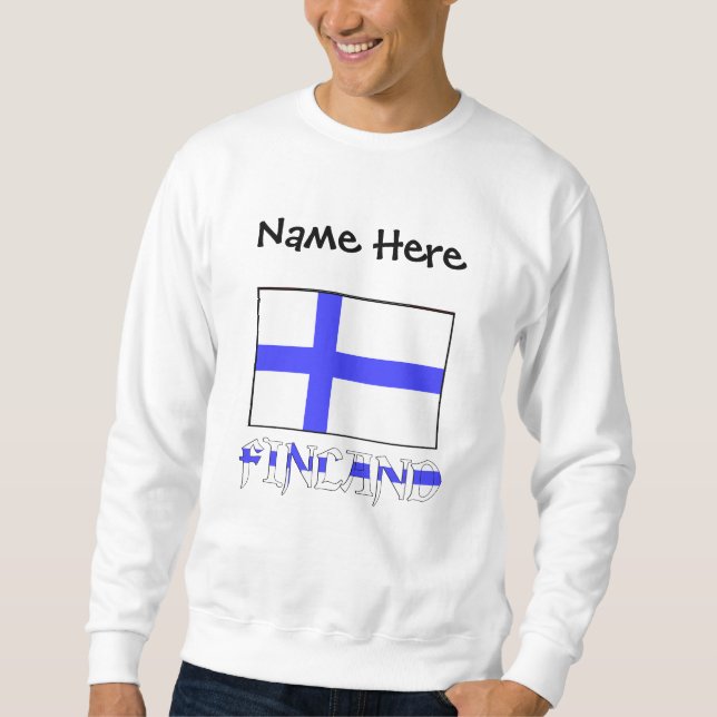 Finland Finnish Flag Black Personalisation  Sweatshirt (Front)