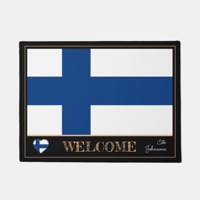 Finland & Finnish Flag house mats/sports Welcome Doormat (Front)