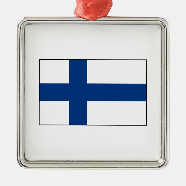 Finland – Finnish Flag Metal Tree Decoration (Front)