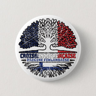Finland Finnish French France Tree Roots Flag 6 Cm Round Badge