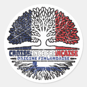 Finland Finnish French France Tree Roots Flag Classic Round Sticker