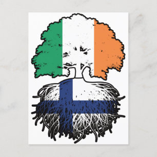 Finland Finnish Irish Ireland Tree Roots Flag Postcard