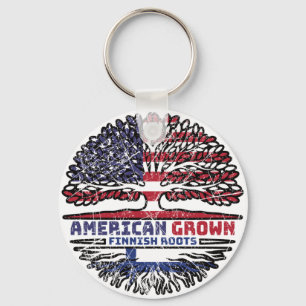 Finland Finnish US American USA United States Tree Key Ring
