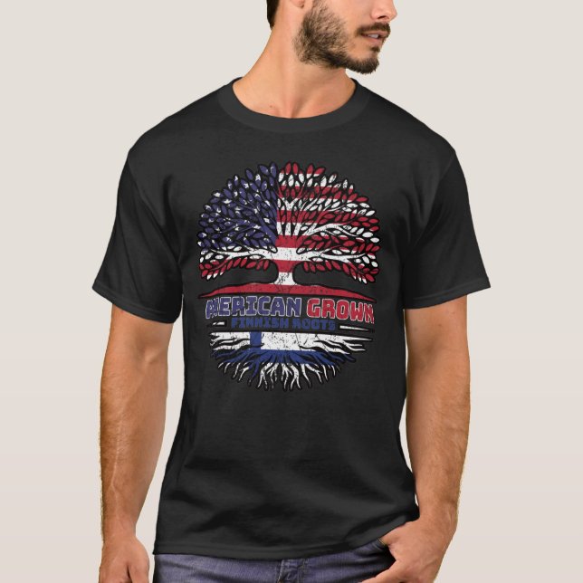 Finland Finnish US American USA United States Tree T-Shirt (Front)