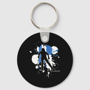 Finland Flag Biathlonist - Finnish Biathlon Key Ring