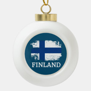Finland Flag Ceramic Ball Christmas Ornament