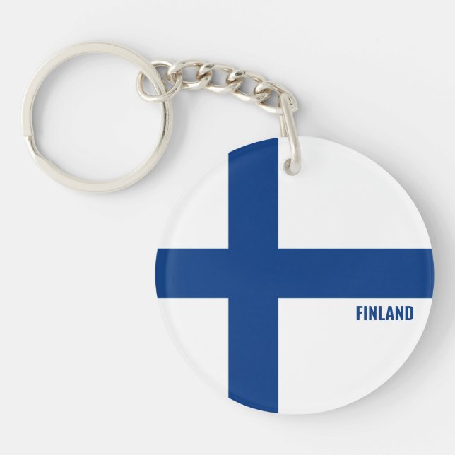 Finland Flag Charming Patriotic Key Ring (Front)