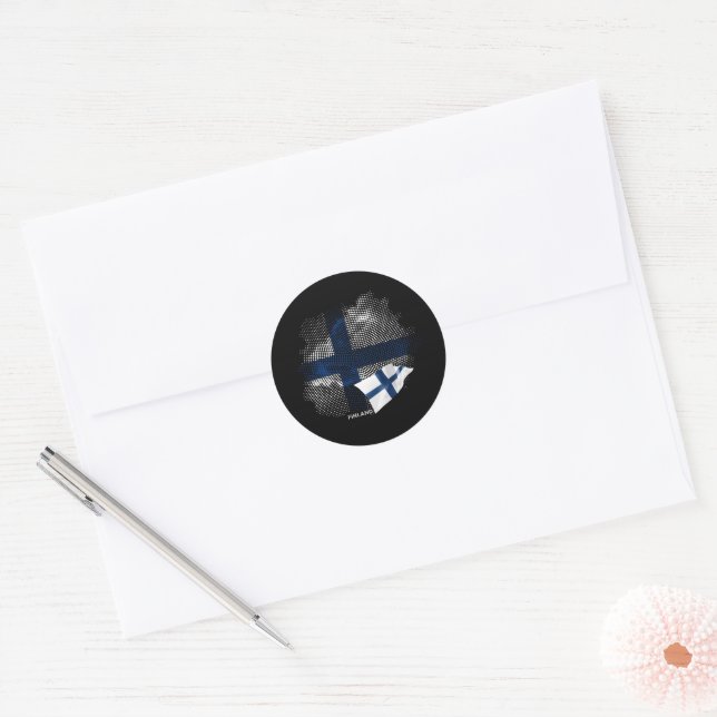Finland flag classic round sticker (Envelope)