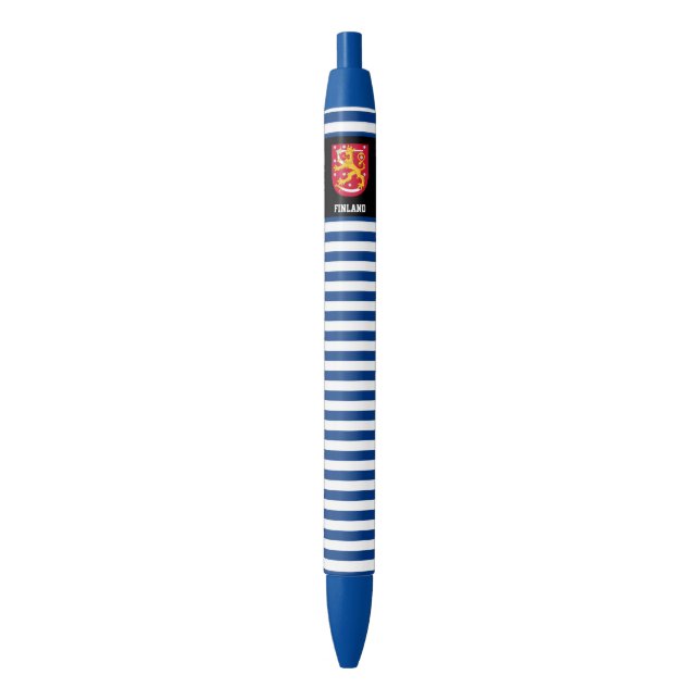 Finland Flag Cute Patriotic Black Ink Pen (Front Vertical)
