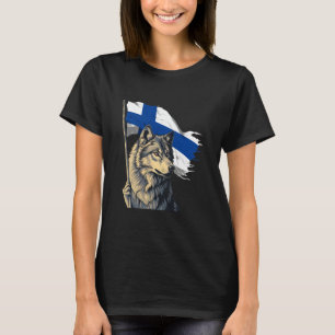 Finland Flag Finnish Roots Wolf Finnish Pride Finn T-Shirt