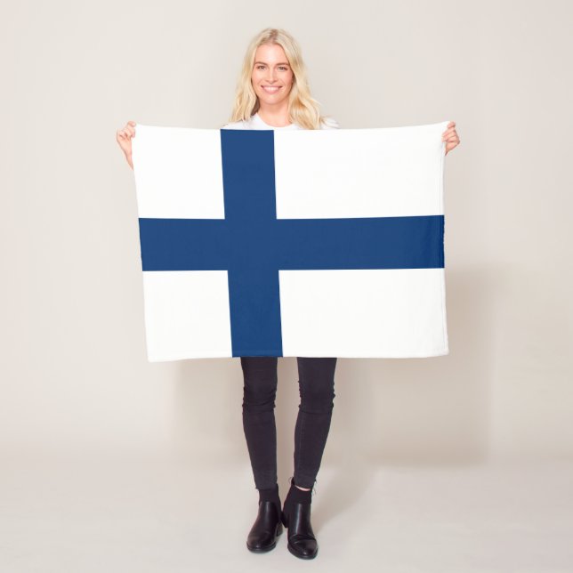 Finland Flag Fleece Blanket (In Situ)
