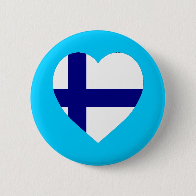 Finland Flag Heart 6 Cm Round Badge (Front)