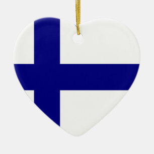 Finland Flag Heart Ceramic Tree Decoration