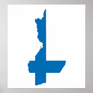 Finland Flag Map full size Poster
