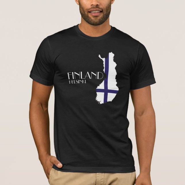 Finland Flag Map T-shirt (Front)