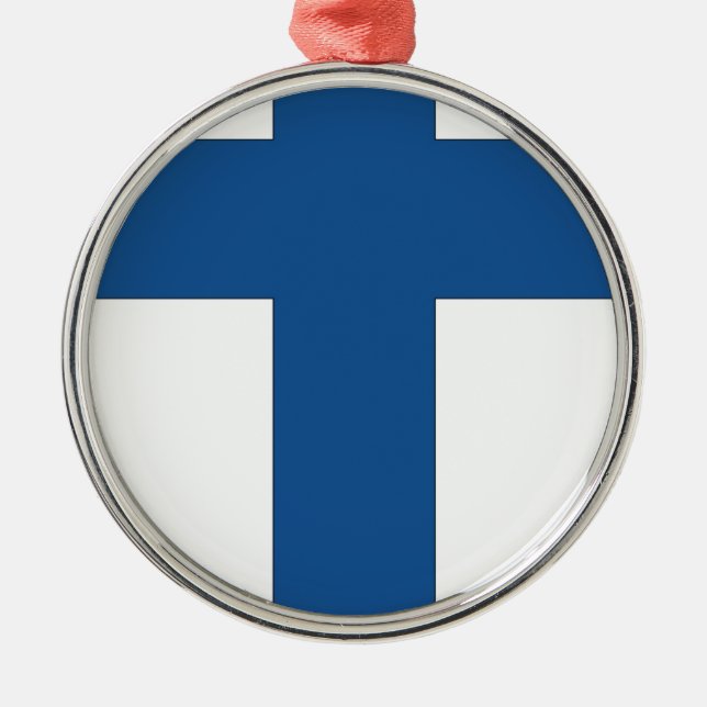 Finland Flag Metal Tree Decoration (Front)