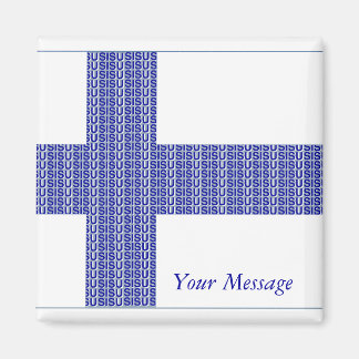 Finland Flag Nordic Blue on White "Sisu"  Magnet