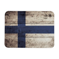 Finland Flag on Old Wood Grain