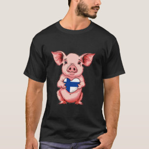 Finland Flag Pig Heart Finnish Pride Finn Finnish T-Shirt