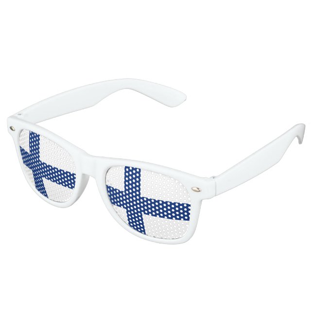 Finland Flag Retro Sunglasses (Angled)