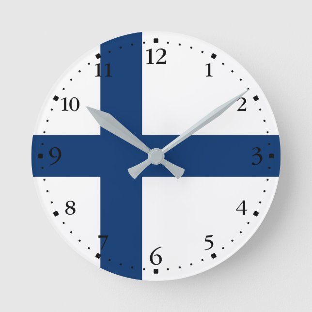 Finland Flag Round Clock (Front)