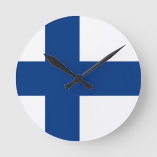 Finland Flag Round Clock