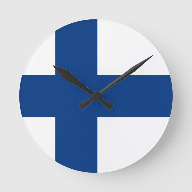 Finland Flag Round Clock (Front)