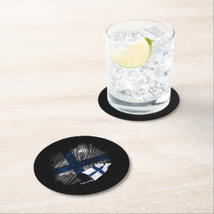 Finland flag round paper coaster